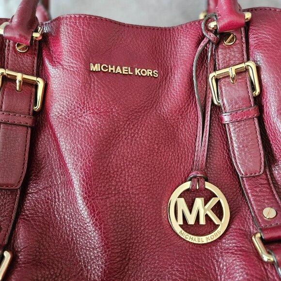 Michael Kors Pebble Leather Satchel Cherry Red - Picture 10 of 10